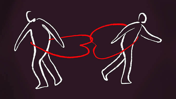 Coppia agganciata dai cuori