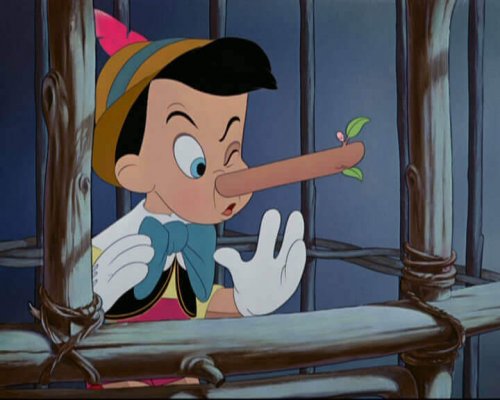 Pinocchio con il naso che cresce