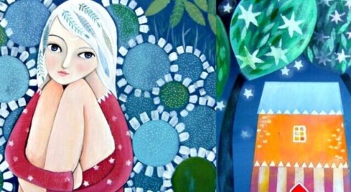 Ragazza seduta vicino a una casa mentre pensa alla vita