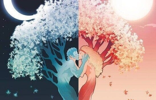 Amore coppia alberi