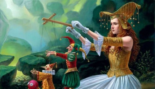 Donna con marionette