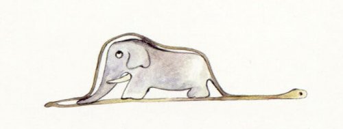 Disegno de Il piccolo principe, un elefante dentro a un serpente