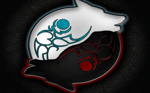 Due lupi che formano lo yin yang
