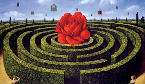 Labirinto con rosa al centro