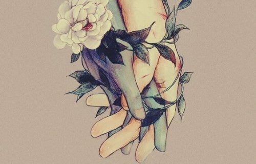 Mani con foglie e fiori