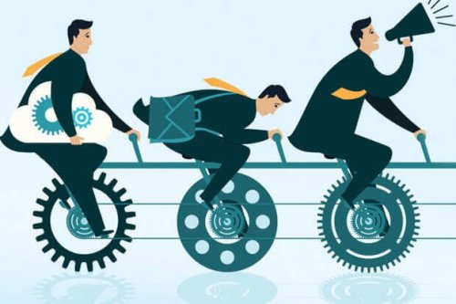 Uomo su catena di montaggio