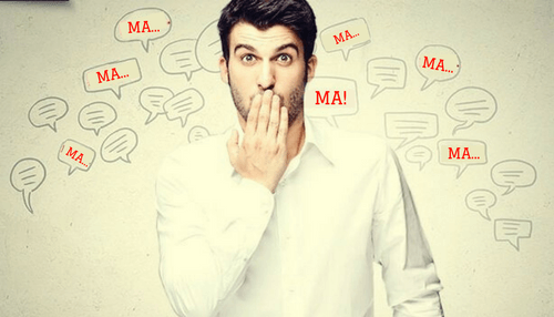 Uomo che elimina la parola ma dal vocabolario