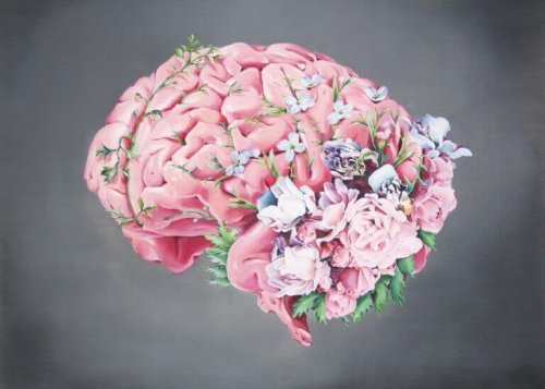 Cervello con dei fiori