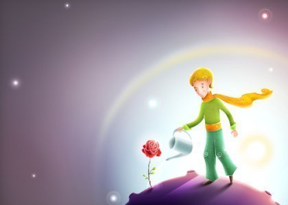Piccolo Principe annaffia la rosa