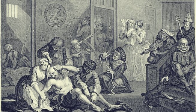 Quadro follia nel Medioevo di William Hogarth