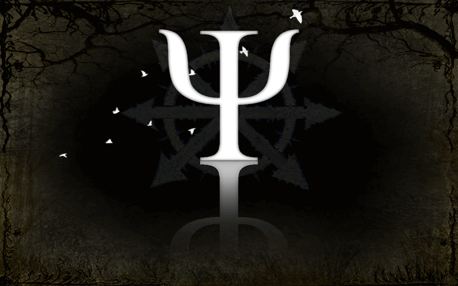 Simbolo psicologia bianco su sfondo nero