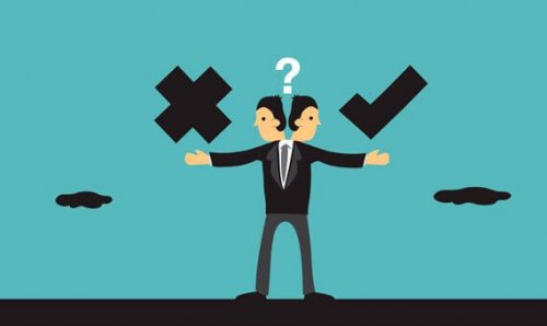 Uomo valuta la sua etica