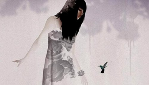 Donna con un colibrì