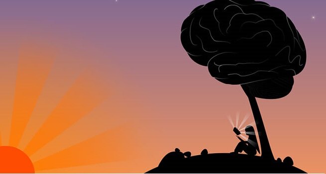 Donna sotto ad albero a forma di cervello