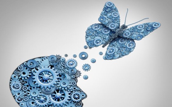 Testa e farfalla con ingranaggi