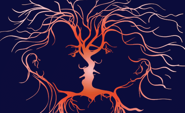 Coppia che si guarda di profilo