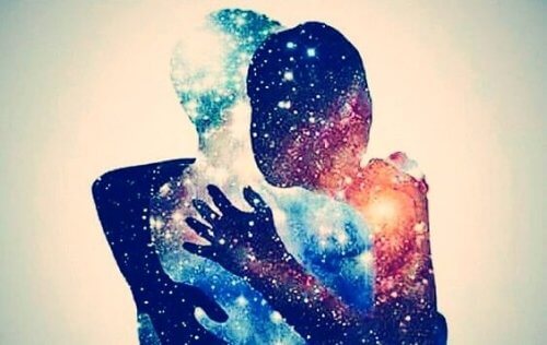 Coppia fatta di stelle abbraccio amare una persona
