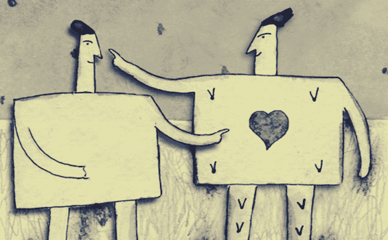 Figure con busto quadrato che parlano