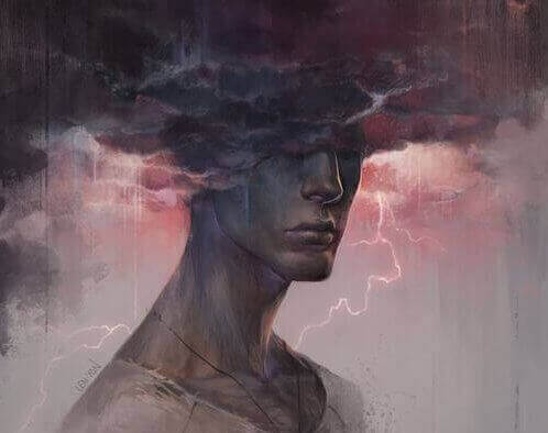 Uomo con nuvola in testa