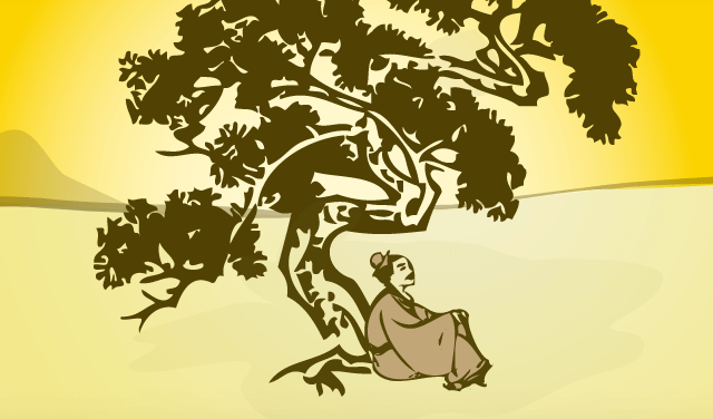 Uomo orientale sotto un albero