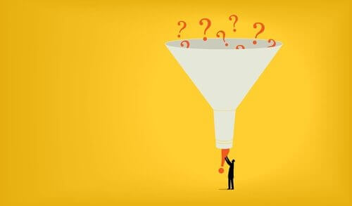 Imbuto con punti interrogativi