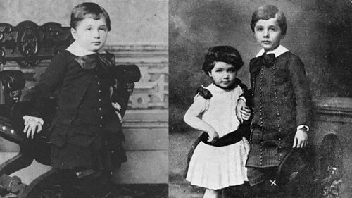 Due foto di Albert Einstein bambino