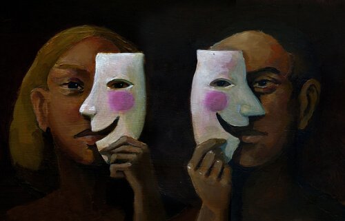 Donna e uomo con maschere