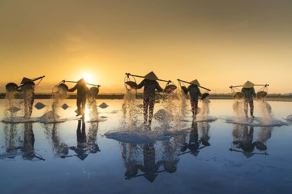 lavoratori del sale vietnamiti