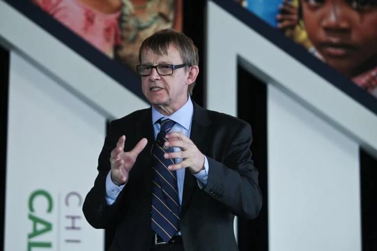 Hans Rosling durante una conferenza