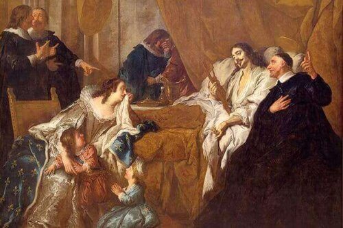Dipinto la morte di luigi XIV