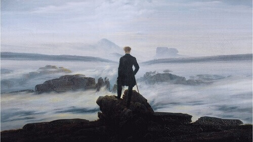 Viandante sul mare di nebbia di Caspar David Friedrich