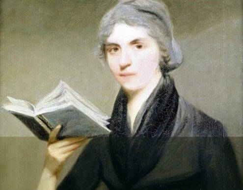 Mary Wollstonecraft con libro