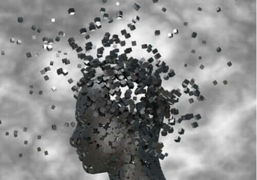 Mente che si sgretola a forma di cubi