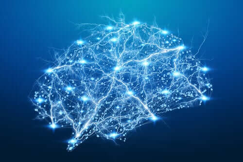 Cervello illuminato con rete neurale