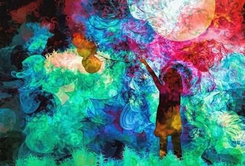 Illustrazione bambina con palloncino