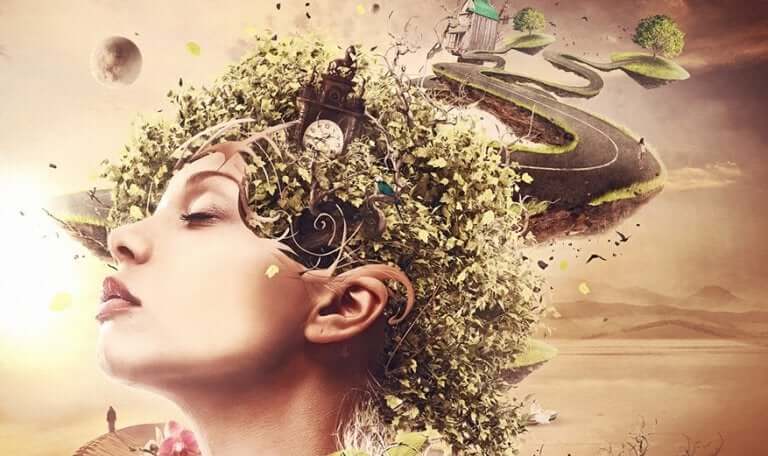 Profilo di donna con strada che esce dalla testa