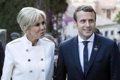 Emmanuel Macron e la moglie