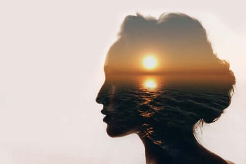 Profilo di donna al tramonto