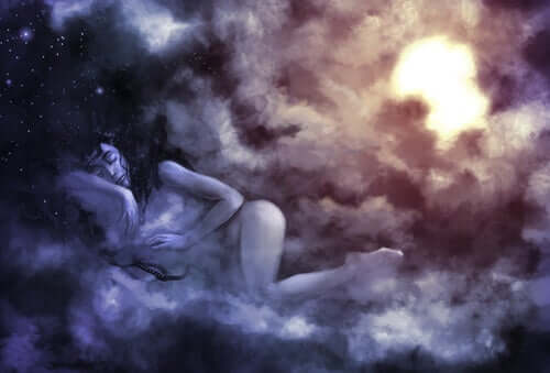 Donna che dorme sulle nuvole e il simbolismo dei sogni