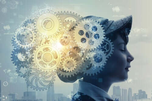 Illustrazione bambino con ingranaggi