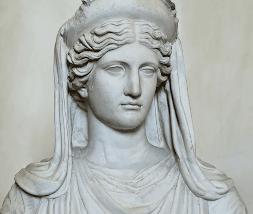 Statua in marmo del volto di Demetra