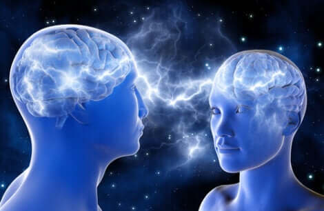 Due persone con cervello in connessione.
