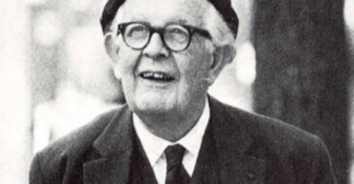 Foto in bianco e nero di Jean Piaget.