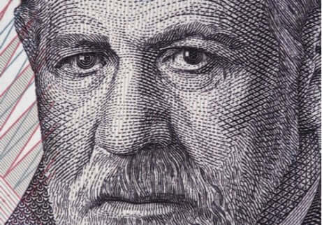 Volto di Freud su banconota austriaca.