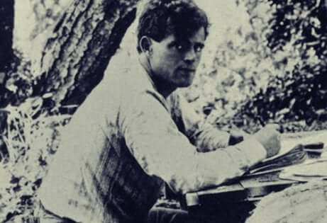 Jack London che scrive.