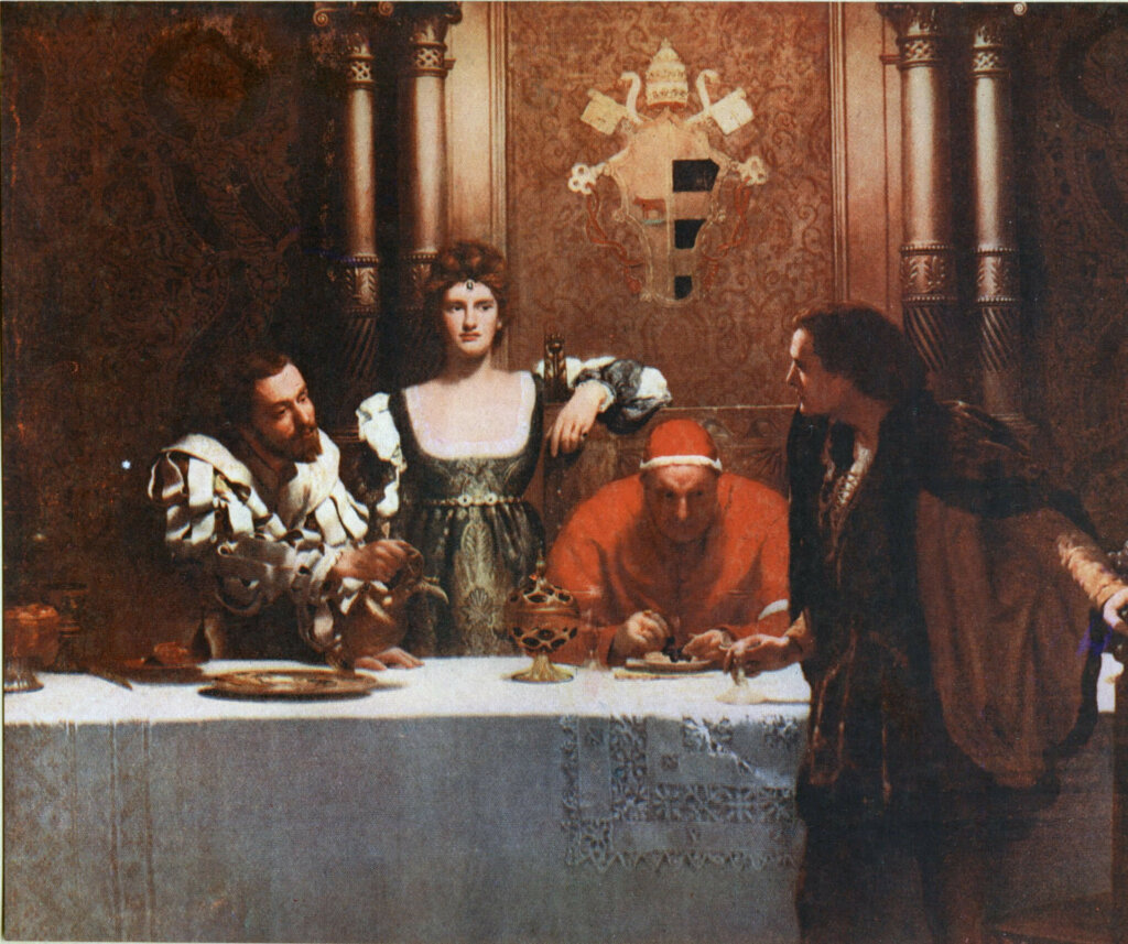 Quadro di john Collier con Cesare Borgia.