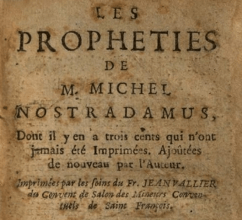 Iscrizione con una profezia di Nostradamus.