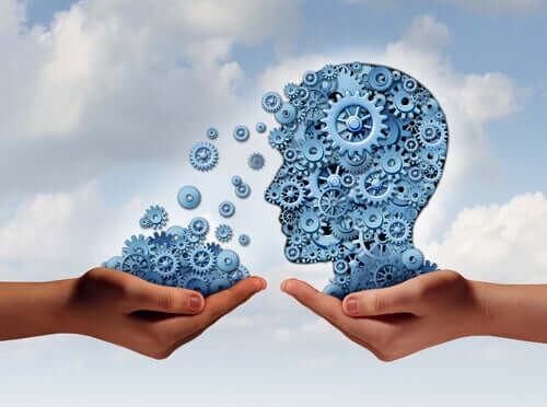 Testa di un uomo con dentro dei meccanismi.