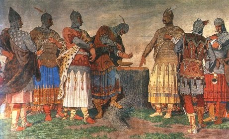 Dipinto dei cavalieri magiari.
