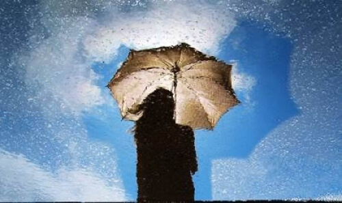 Test della persona sotto la pioggia